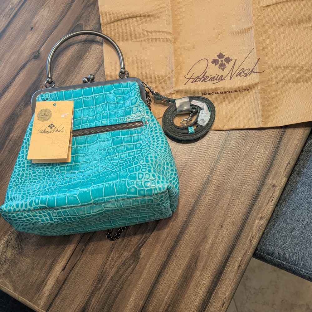 Patricia Nash Turquoise Croc-Embossed Women's Bag